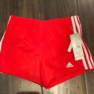 Girls Adidas Red Athletic Shorts